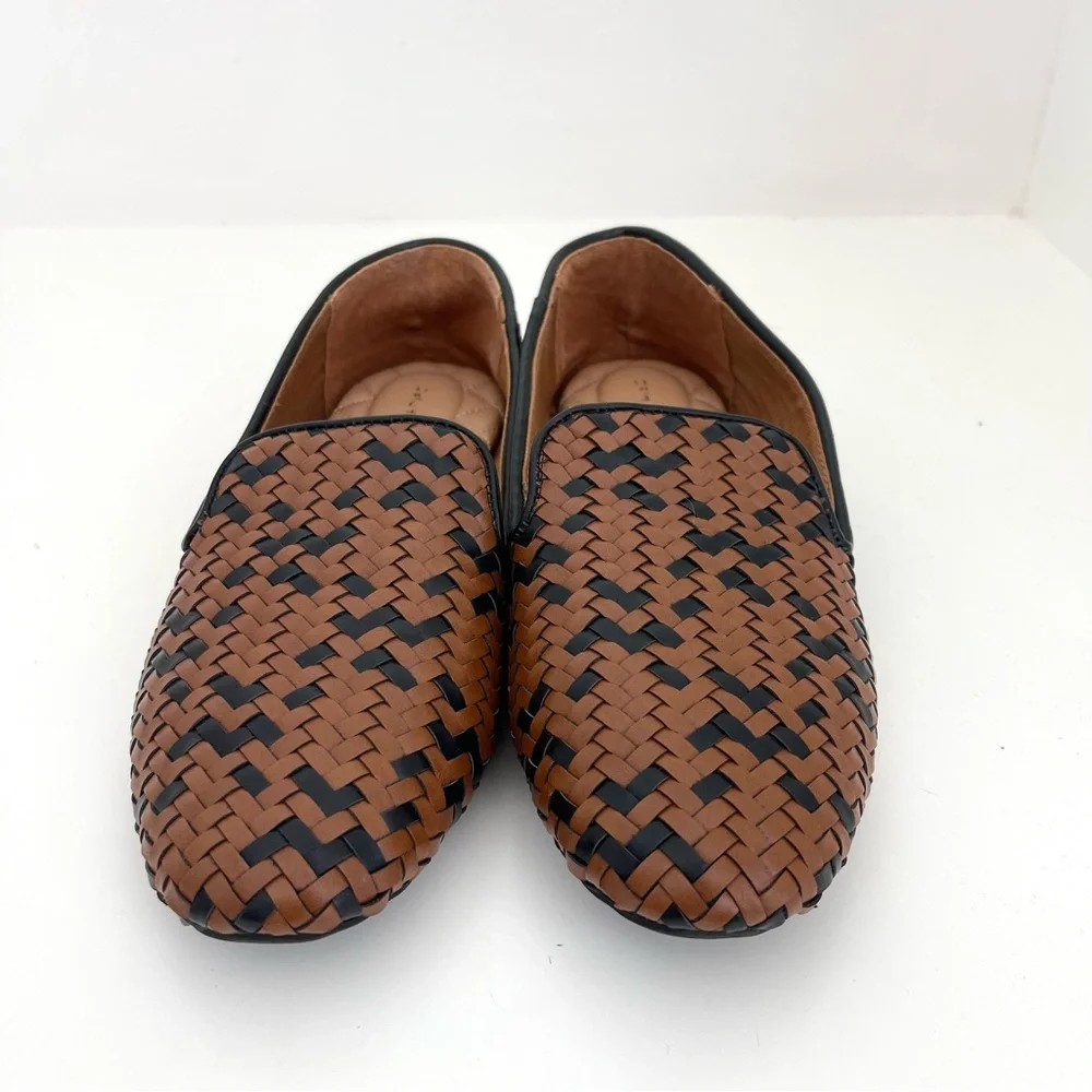 Birdies Woven Leather Loafers in Brown and Black